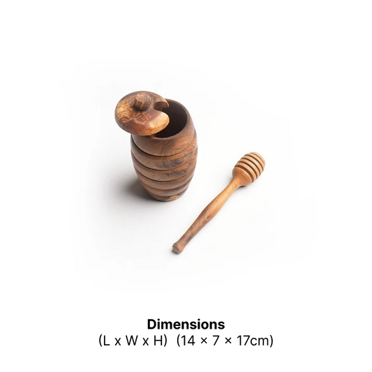 Olive Wood Honey Jar with Dipper