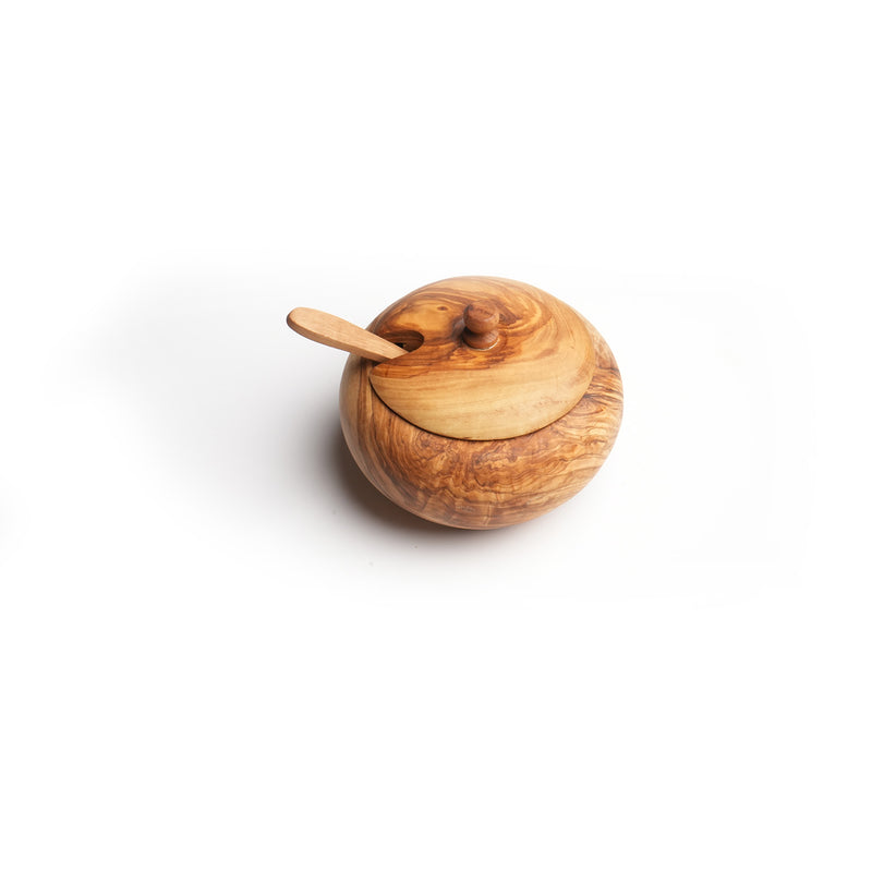 Olivewood Sugar Container with Spoon